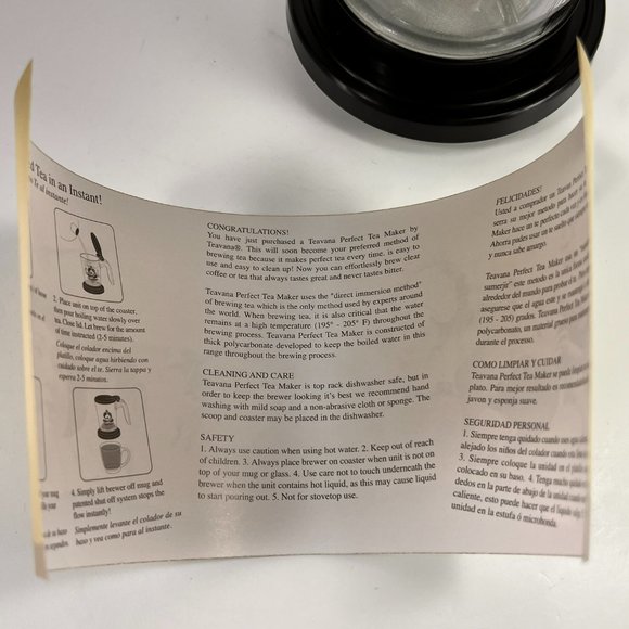 Teavana Perfectea Maker Tea Steeper Infuser Perfect Tea Clear Black 16oz - Picture 10 of 16